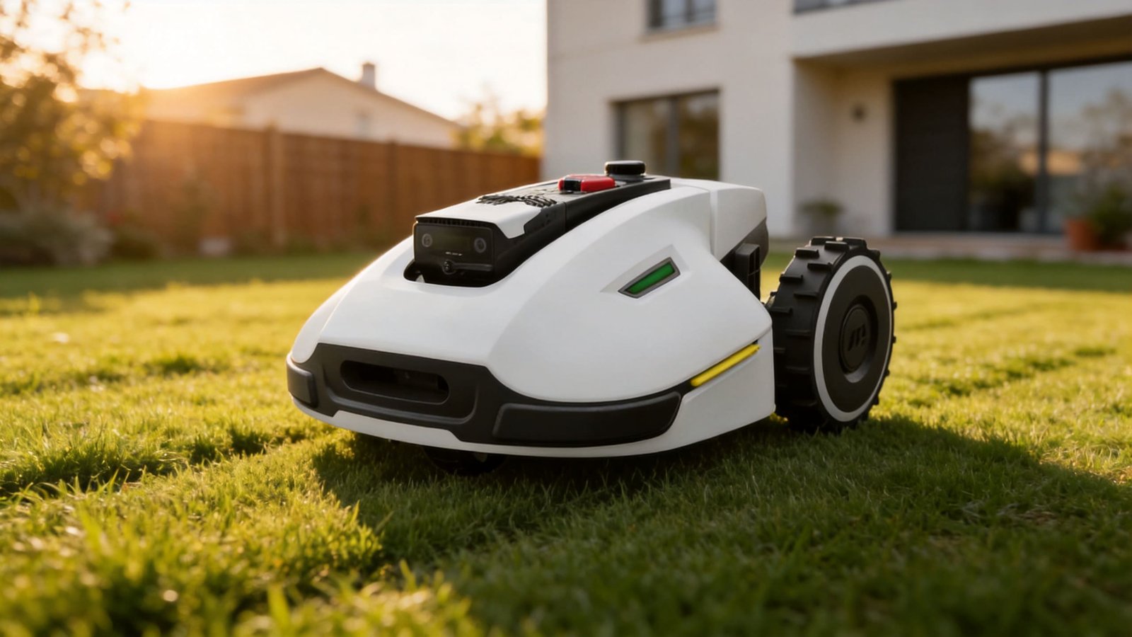 Robot tondeuse Mammotion Yuka 3000 dans un jardin au printemps